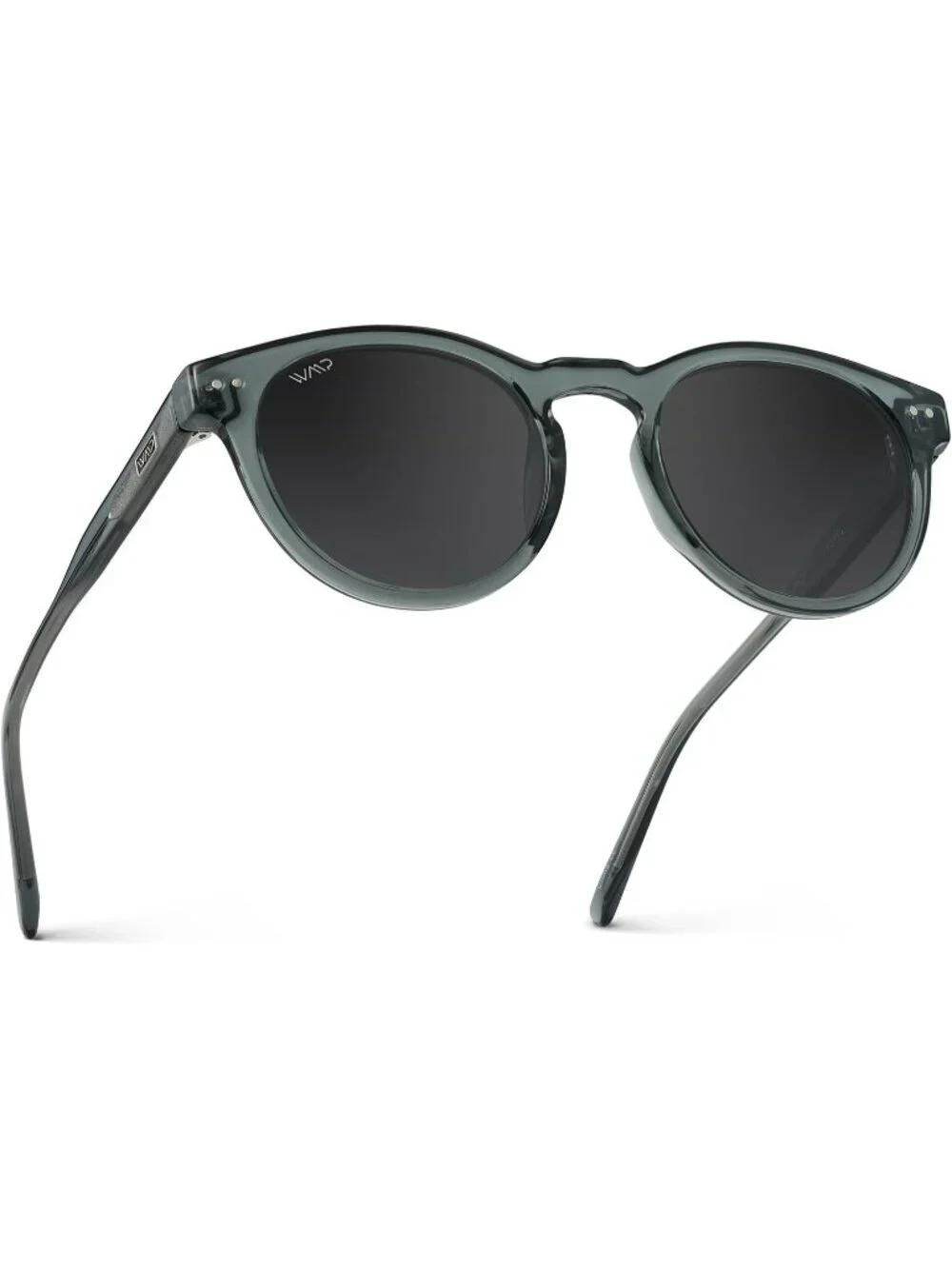 Women's Crystal Blue Frame Smoke Glasses Round Polarized Retro Wear Protection